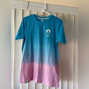 Paris Olympics Gradient Blue and Pink T-Shirt- 2024-Size- Adult S
